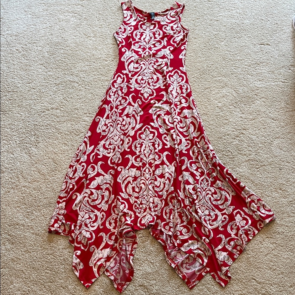Chic Asymmetrical Red and White Dress